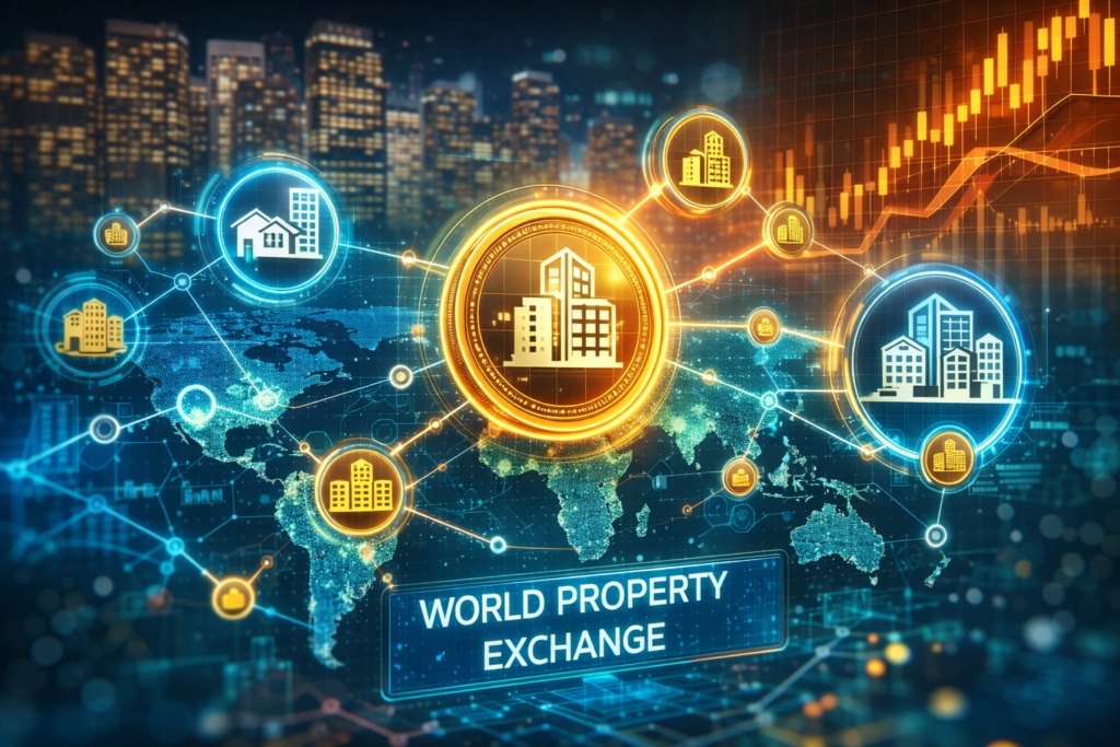 Digital real estate assets represented through blockchain-based property exchange