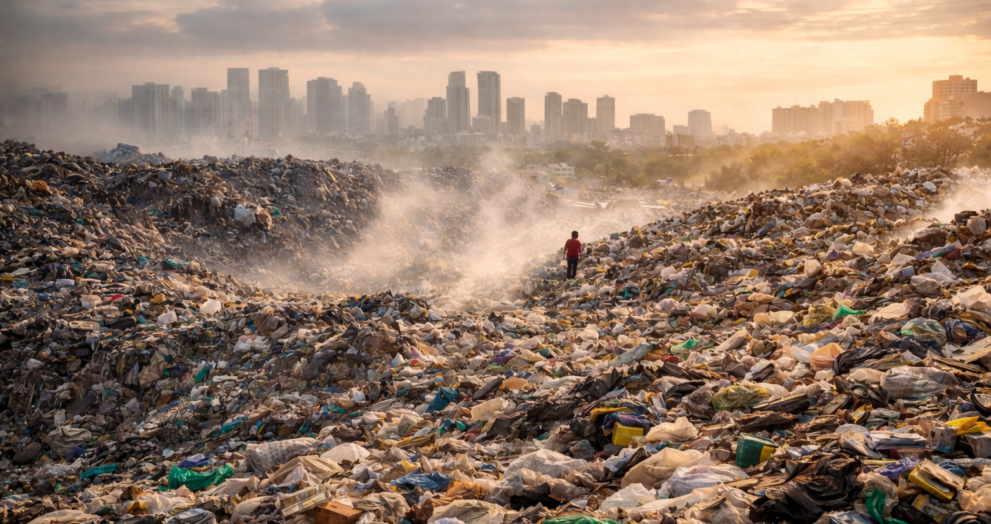 Global waste accumulation highlighting public health and environmental risks