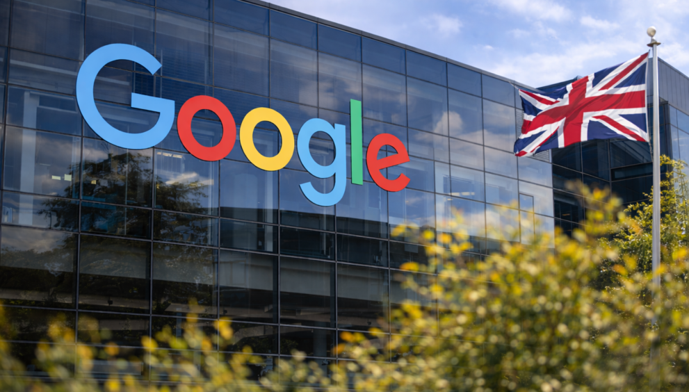 Google headquarters signage representing AI investment expansion in the UK