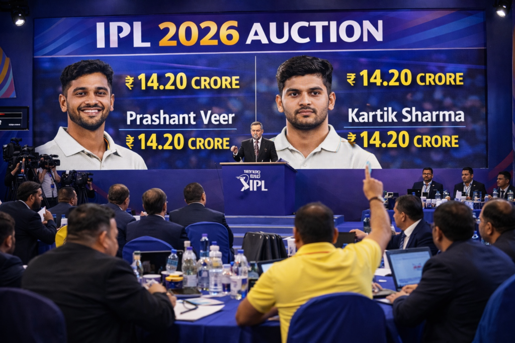 IPL 2026 auction sees record bids for uncapped Prashant Veer and Kartik Sharma