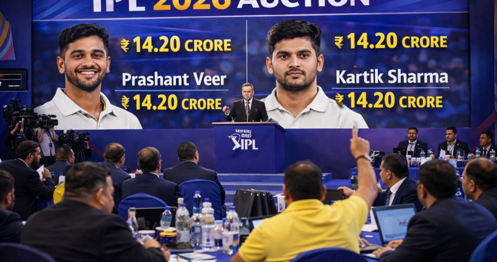 IPL 2026 auction sees record bids for uncapped Prashant Veer and Kartik Sharma