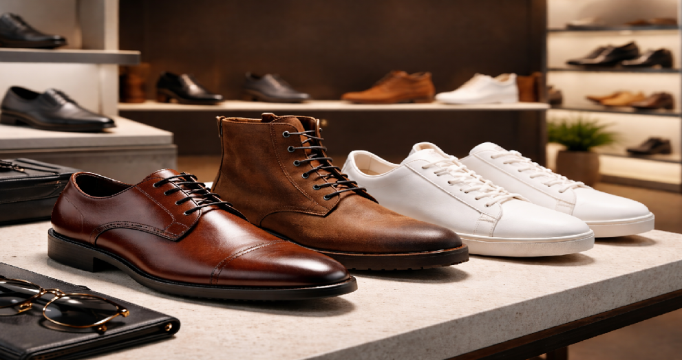Kenneth Cole men’s footwear collection featuring oxfords boots and sneakers