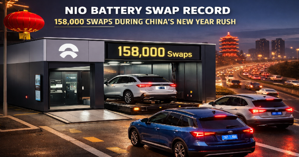 Nio battery swap station in China during New Year EV travel rush