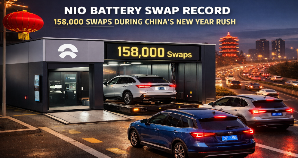 Nio battery swap station in China during New Year EV travel rush