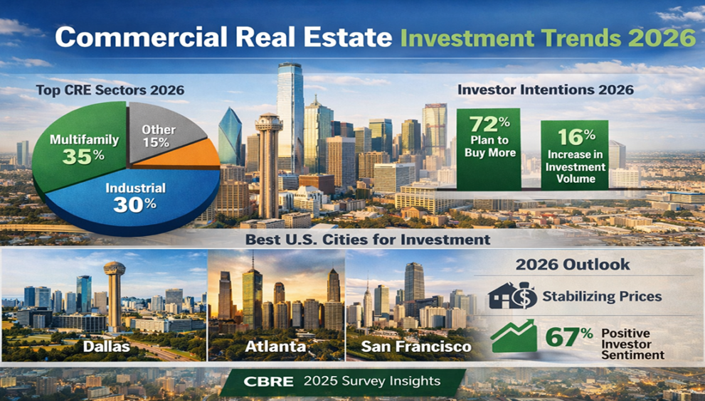 Commercial real estate investors analyzing 2026 investment data