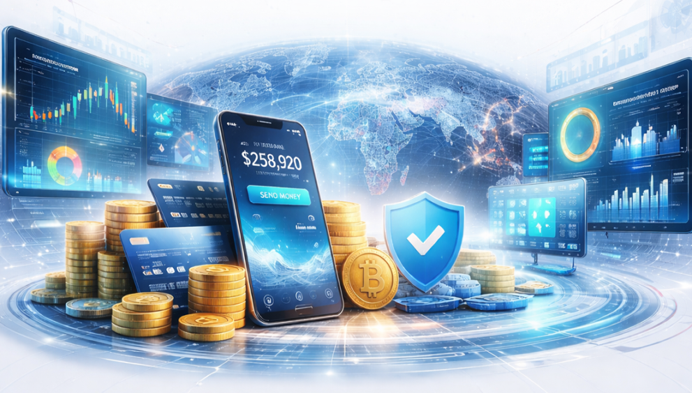 World’s Top Fintech Companies global ranking concept with digital finance interface