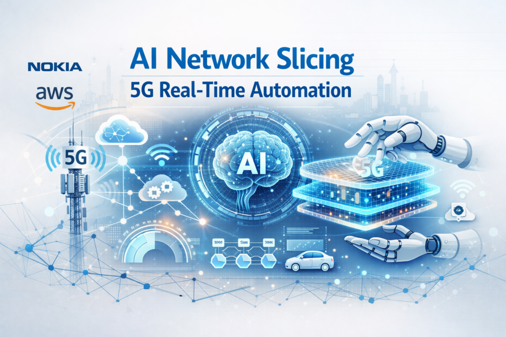5G network slicing architecture enabling AI-driven real-time industrial automation