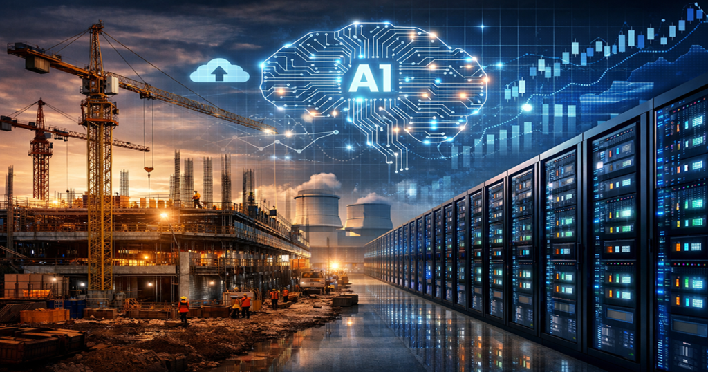 AI-driven data center construction with hyperscale infrastructure and high-performance computing systems