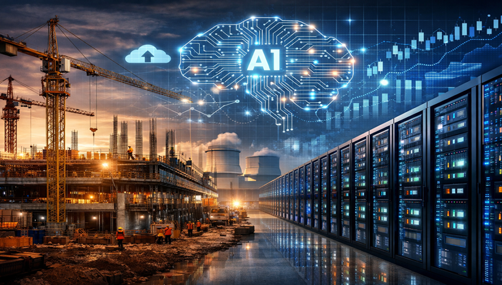 AI-driven data center construction with hyperscale infrastructure and high-performance computing systems