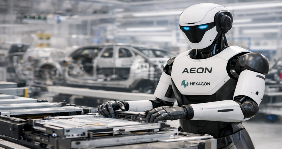 BMW humanoid robot working on automotive assembly line at Leipzig plant