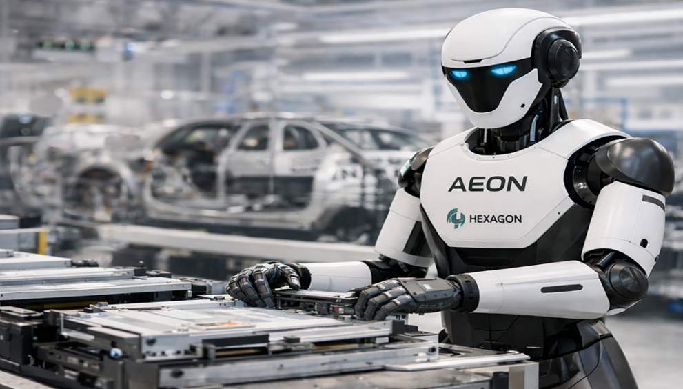 BMW humanoid robot working on automotive assembly line at Leipzig plant