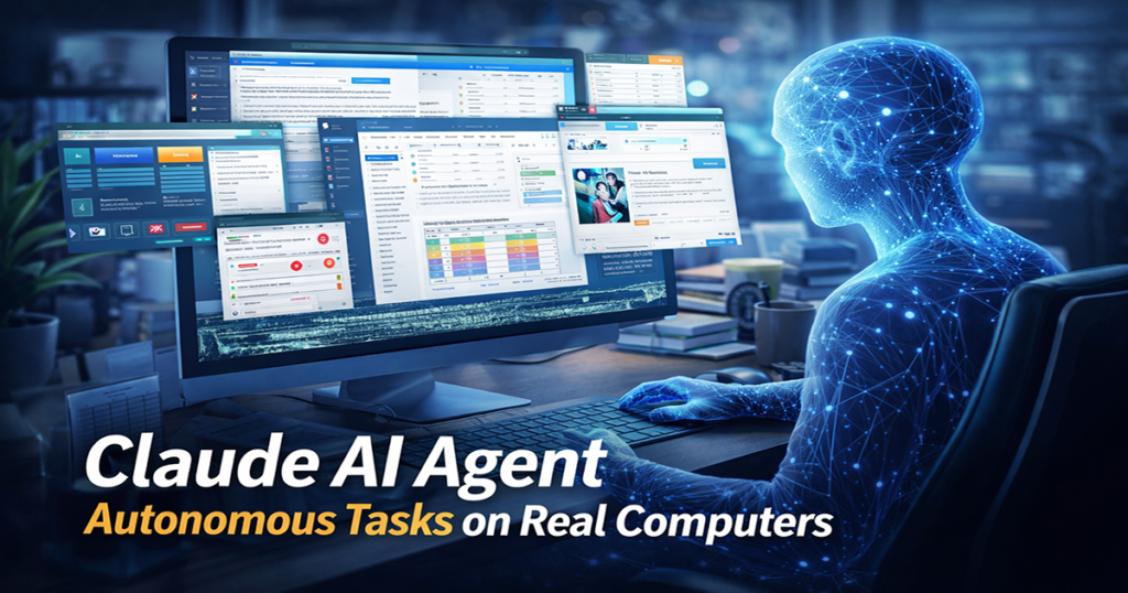 Claude AI Agent performing autonomous tasks on a computer desktop