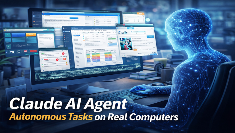 Claude AI Agent performing autonomous tasks on a computer desktop