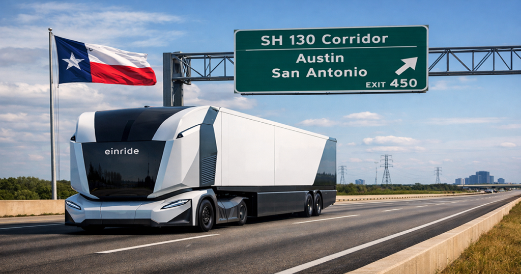 Einride autonomous freight trucks operating on Texas SH130 corridor