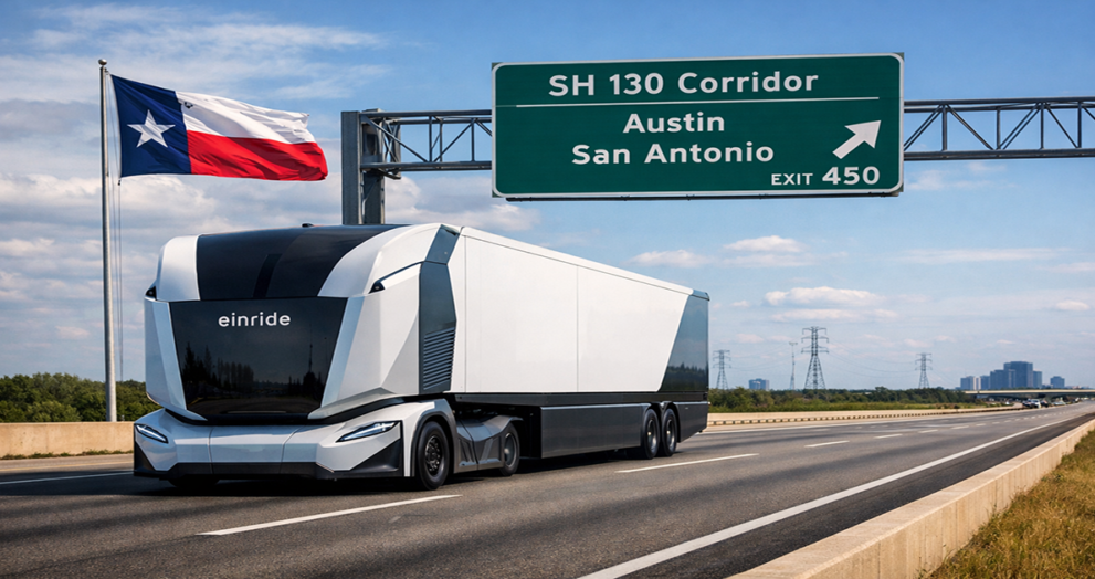 Einride autonomous freight trucks operating on Texas SH130 corridor