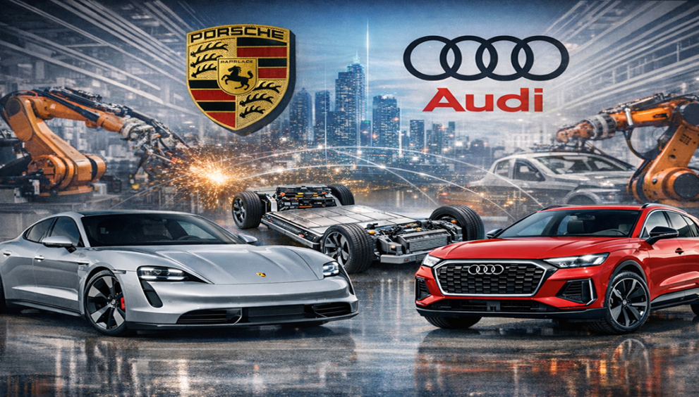 Porsche Audi collaboration showcasing EV platform and manufacturing synergy