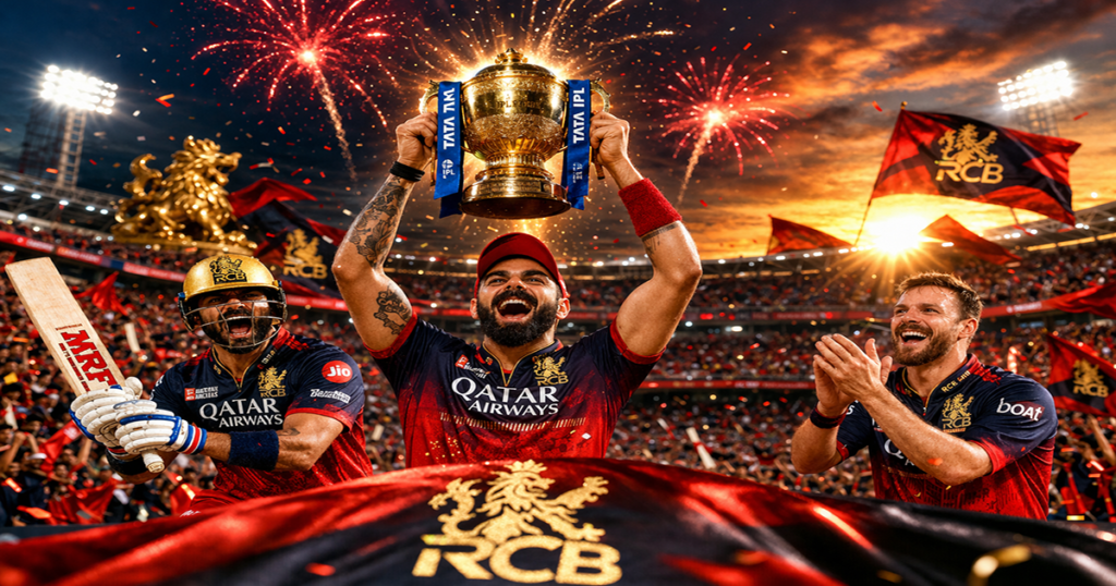 RCB IPL 2026 team celebrating victory in Indian Premier League stadium