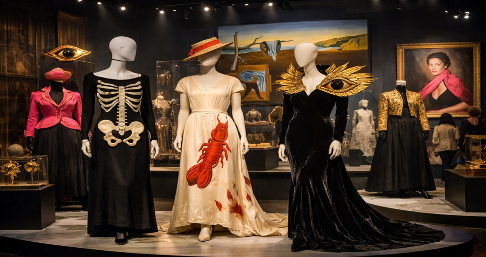 Elsa Schiaparelli surreal couture displayed in museum exhibition
